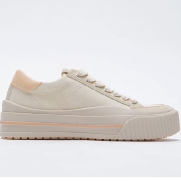 New! Zara canvas and suede beige sneakers. SZ 41/10. - Picture 9 of 9